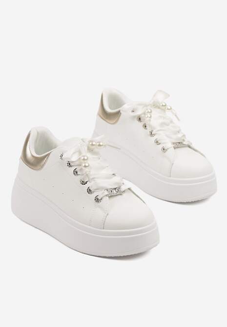Sneakers Aviriel Alb cu auriu 5