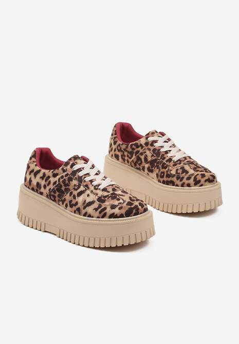 Panterkowe Sneakersy Typu Tenisówki na Żłobionej Platformie Lorreia 5
