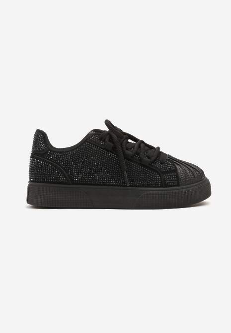 Czarne Sneakersy z Ozdobnym Tłoczeniem i Cyrkoniami Dorreia 4