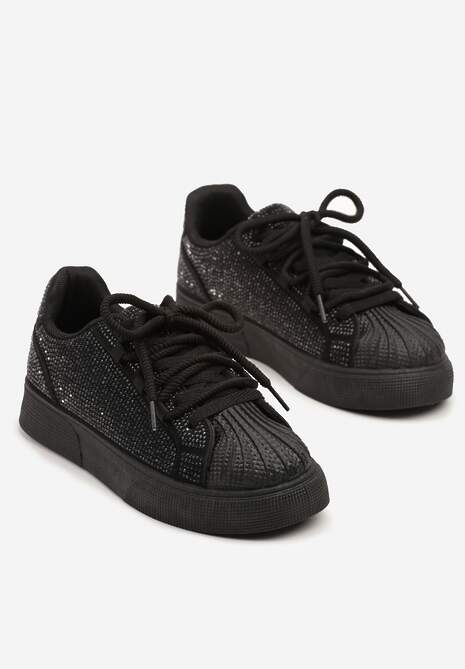 Czarne Sneakersy z Ozdobnym Tłoczeniem i Cyrkoniami Dorreia 5