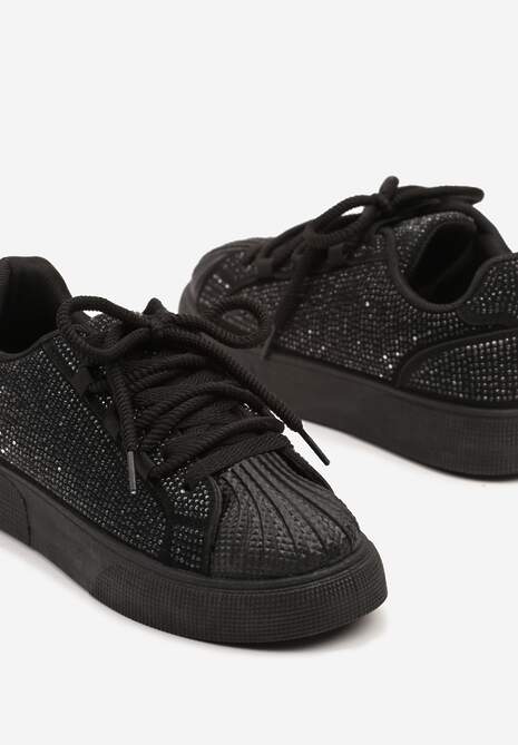 Czarne Sneakersy z Ozdobnym Tłoczeniem i Cyrkoniami Dorreia 6