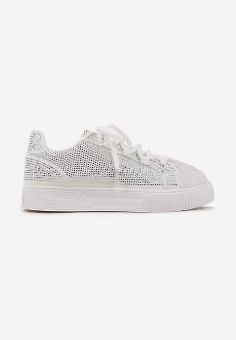 Białe Sneakersy z Ozdobnym Tłoczeniem i Cyrkoniami Dorreia 4