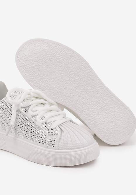 Białe Sneakersy z Ozdobnym Tłoczeniem i Cyrkoniami Dorreia 6