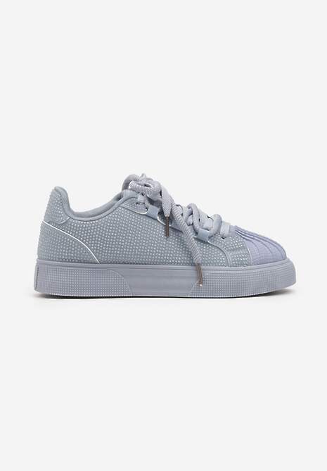 Niebieskie Sneakersy z Ozdobnym Tłoczeniem i Cyrkoniami Dorreia 4