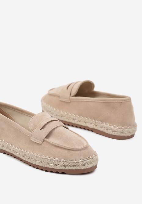 Beżowe Espadryle Ozdobione Plecionką i Paskiem Zolivia 6