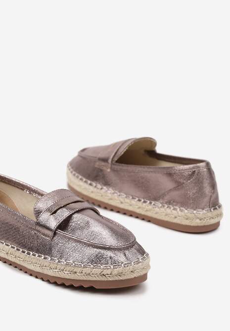 Srebrne Espadryle Ozdobione Plecionką i Paskiem Zolivia 6