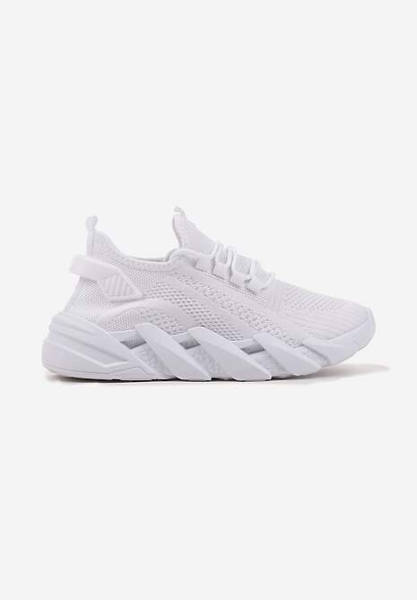 Białe Sneakersy na Tłoczonej Platformie Tatilora 4