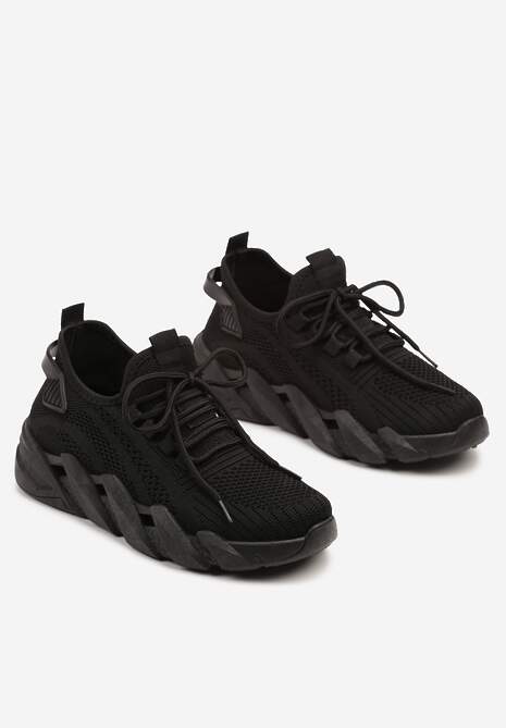 Czarne Sneakersy na Tłoczonej Platformie Tatilora 5