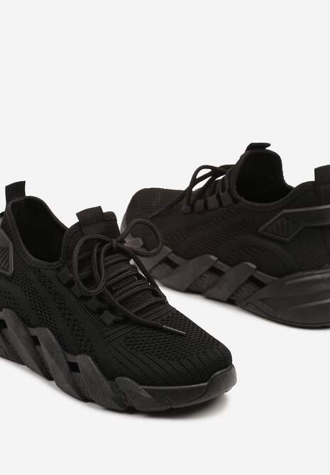 Czarne Sneakersy na Tłoczonej Platformie Tatilora 6