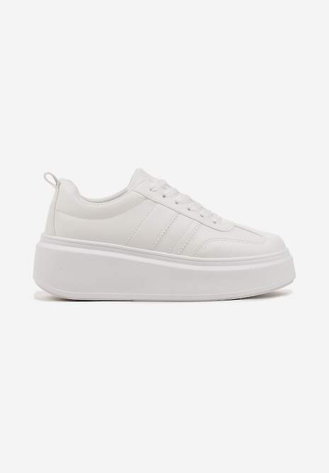 Białe Sneakersy Klasyczne Tenisówki na Grubej Podeszwie z Koturnem Adessia 4