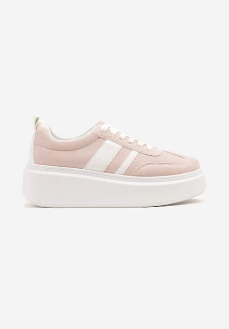 Różowe Sneakersy Klasyczne Tenisówki na Grubej Podeszwie z Koturnem Adessia 4