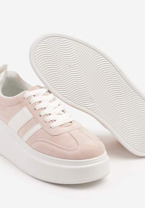 Różowe Sneakersy Klasyczne Tenisówki na Grubej Podeszwie z Koturnem Adessia 6