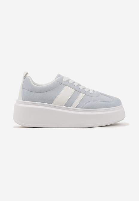 Niebieskie Sneakersy Klasyczne Tenisówki na Grubej Podeszwie z Koturnem Adessia 4