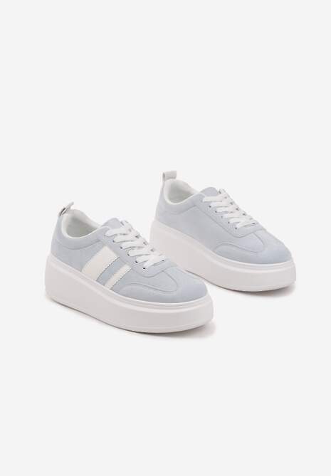 Niebieskie Sneakersy Klasyczne Tenisówki na Grubej Podeszwie z Koturnem Adessia 5