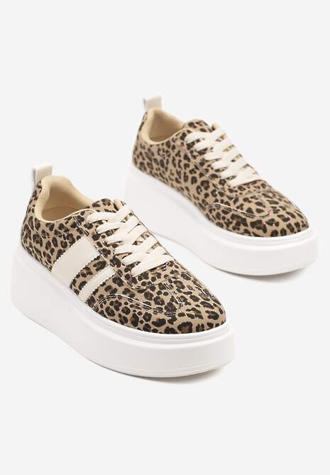 Panterkowe Sneakersy Klasyczne Tenisówki na Grubej Podeszwie z Koturnem Adessia 5