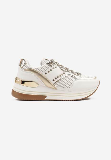Sneakers Tatindra Alb cu auriu 4