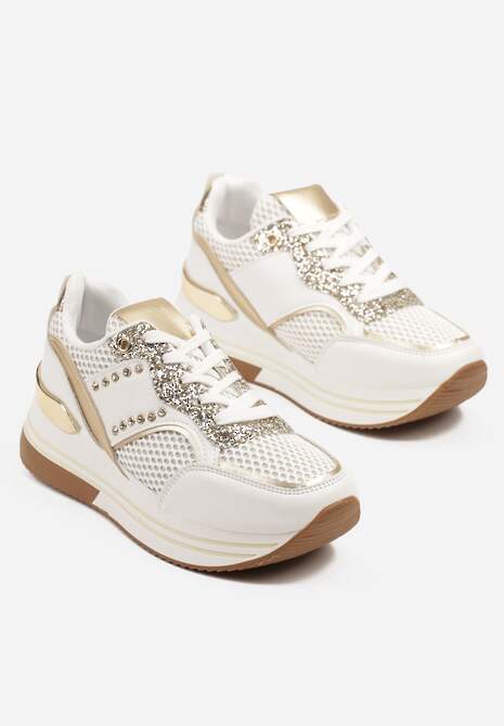 Sneakers Tatindra Alb cu auriu 5