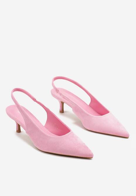 Różowe Czółenka Slingback na Obcasie Kaczuszka z Noskiem w Szpic Tulabis 5