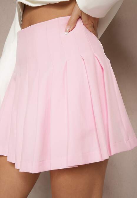 Różowe Spódnico-Spodenki High Waist z Plisami w Stylu Tennis Skirt Ninaris 5