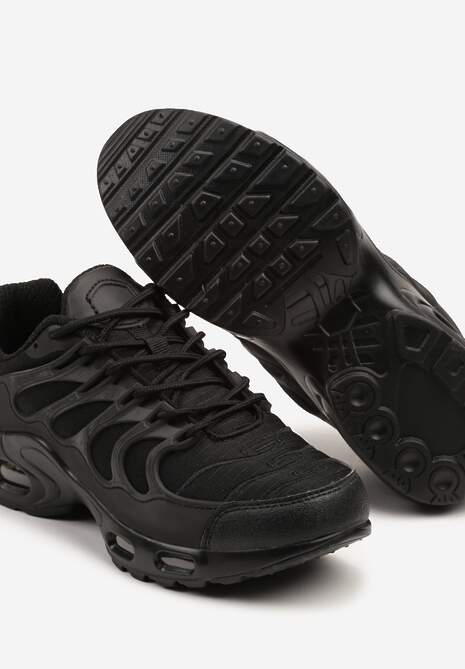 Czarne Buty Sportowe Sneakersy z Tłoczoną Cholewką Calzivis 6