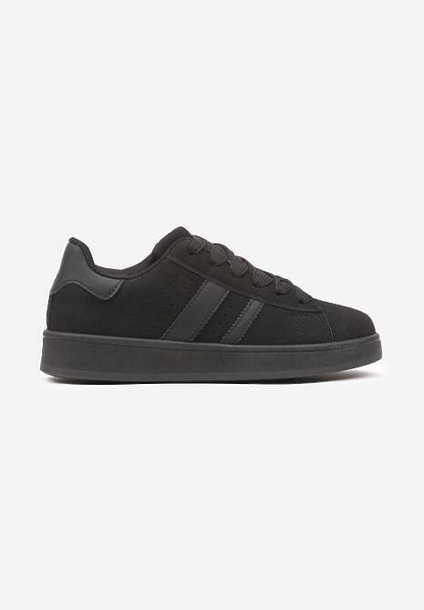Czarne Sneakersy na Niskiej Platformie z Naszywkami Flordexia 4