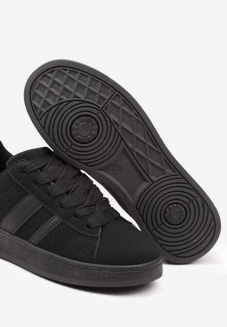 Czarne Sneakersy na Niskiej Platformie z Naszywkami Flordexia 6