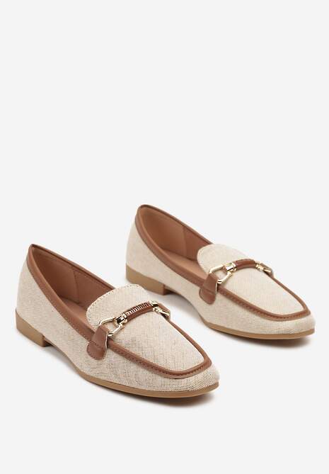 Beżowo-Brązowe Mokasyny w Stylu Klasycznych Loafersów Effena 5