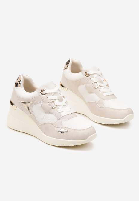 Beżowe Miejskie Sneakersy na Koturnie Cenerra 5