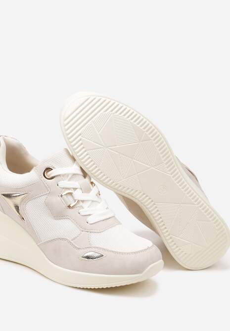 Beżowe Miejskie Sneakersy na Koturnie Cenerra 6