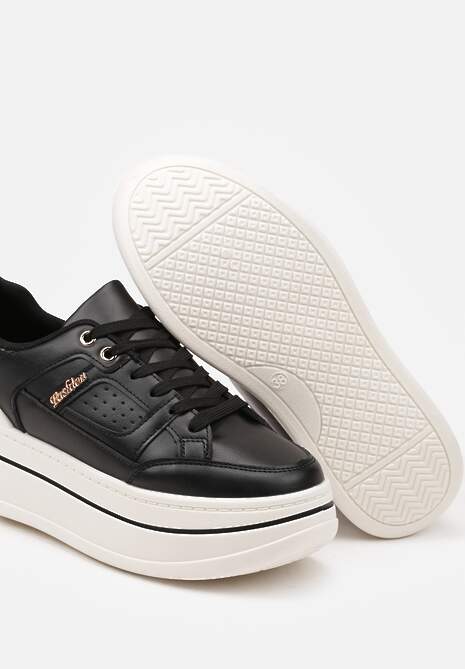 Czarne Sneakersy z Brokatem na Platformie Larinea 6