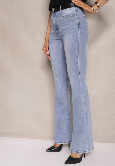 Niebieskie Jeansy o Kroju Flare Regular Veltia 4