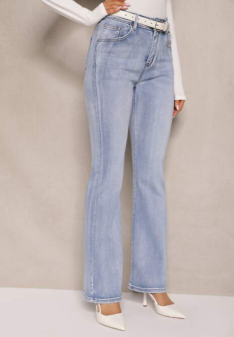 Niebieskie Jeansy Dzwony High Waist Zeltia 4