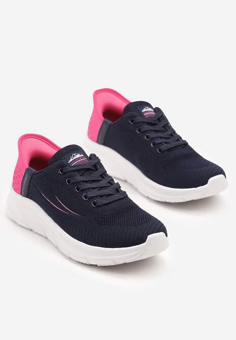 Granatowo-Fuksjowe Buty Sportowe Sneakersy z Ozdobnym Tłoczeniem i Napisami Nolnelia 5