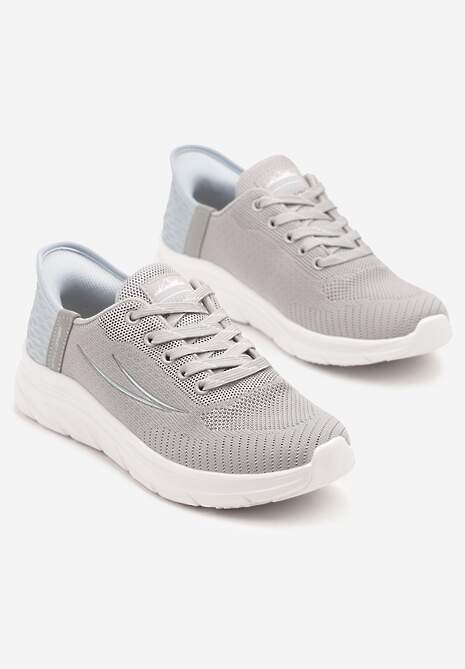 Szaro-Niebieskie Buty Sportowe Sneakersy z Ozdobnym Tłoczeniem i Napisami Nolnelia 5