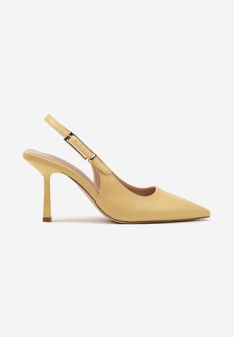 Żółte Sandały Szpilki Typu Slingback Elanista 4