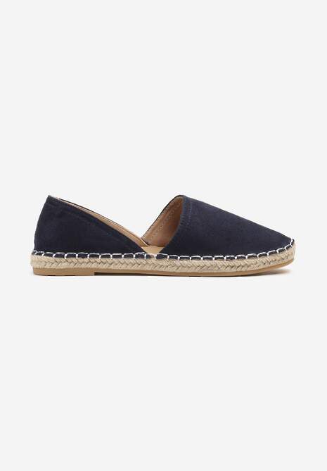 Granatowe Espadryle  Ozdobione Wyciętą Cholewką i Plecionką Wommea 4