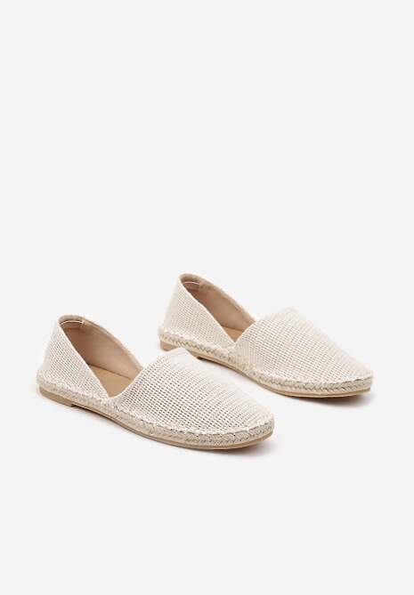 Jasnobeżowe Espadryle  Ozdobione Wyciętą Cholewką i Plecionką Wommea 5