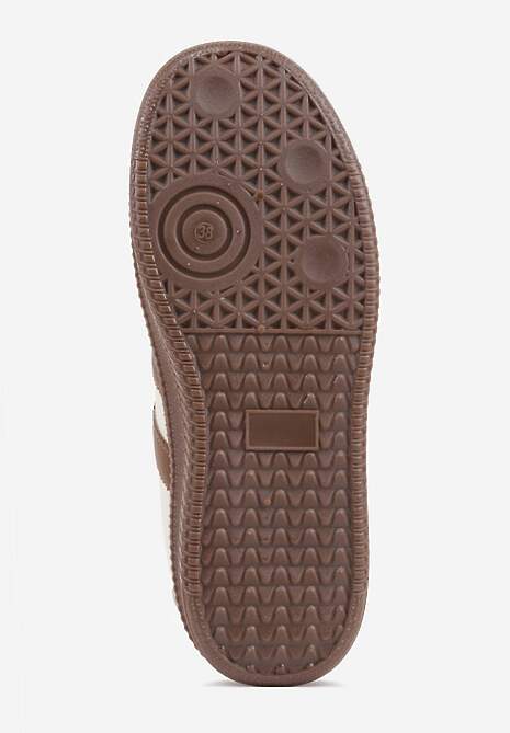 Beżowo-Brązowe Sneakersy Sportowe VICES z Ozdobnymi Paskami i Przeszyciami Wenilan 7