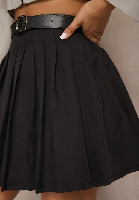 Czarna Wiskozowa Spódnica z Bawełną High Waist z Podszewką Szortów Verraza 5
