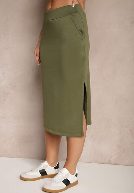 Zielona Ołówkowa Spódnica High Waist Velzia 4
