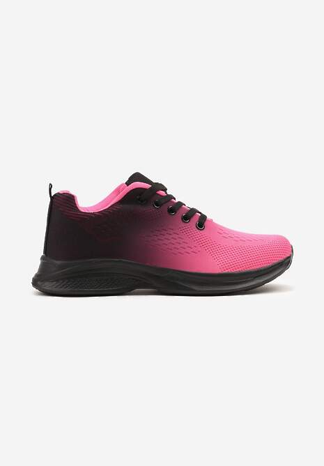 Czarno-Różowe Buty Sportowe Sneakersy z Miękką Cholewką w Stylu Ombre Alisaria 4