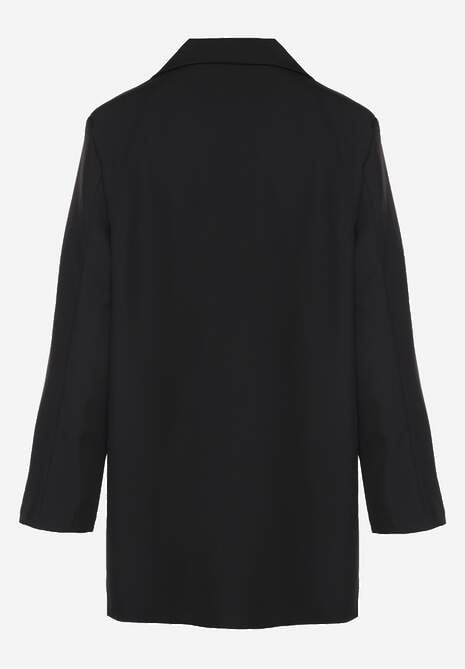 Czarna Marynarka Dwurzędowa o Przedłużonym Fasonie Pilinne 7