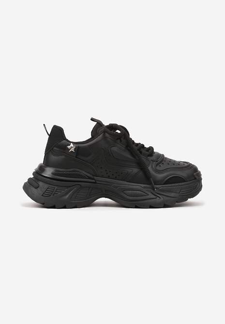 Czarne Sneakersy Streetwearowe na Grubej Podeszwie Waniffia 4