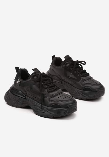 Czarne Sneakersy Streetwearowe na Grubej Podeszwie Waniffia 5