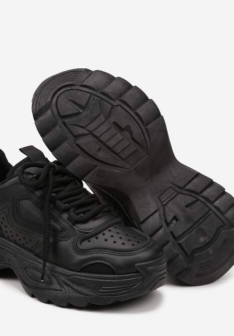 Czarne Sneakersy Streetwearowe na Grubej Podeszwie Waniffia 6
