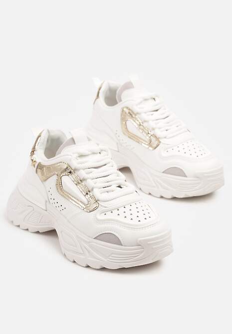Białe Sneakersy Streetwearowe na Grubej Podeszwie Waniffia 5