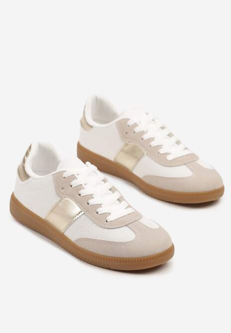 Biało-Złote Sneakersy Tenisówki w Kultowym Stylu Neolithaen 5