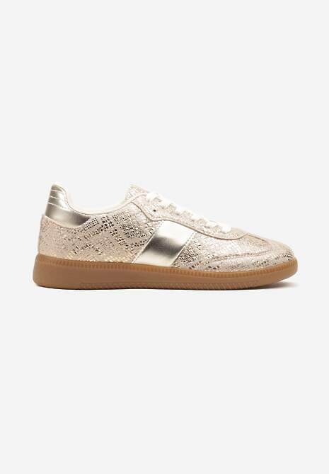 Złote Wężowe Sneakersy Tenisówki w Kultowym Stylu Neolithaen 4