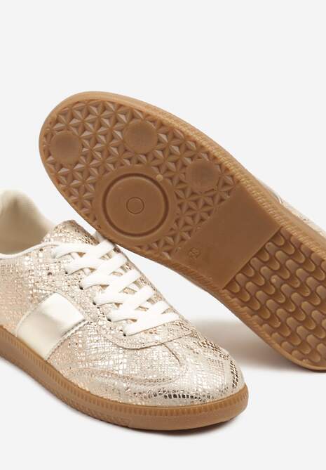 Złote Wężowe Sneakersy Tenisówki w Kultowym Stylu Neolithaen 6