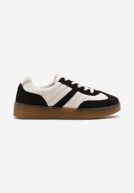 Czarno-Białe Sneakersy Tenisówki na Kauczukowej Podeszwie Zalienne 4